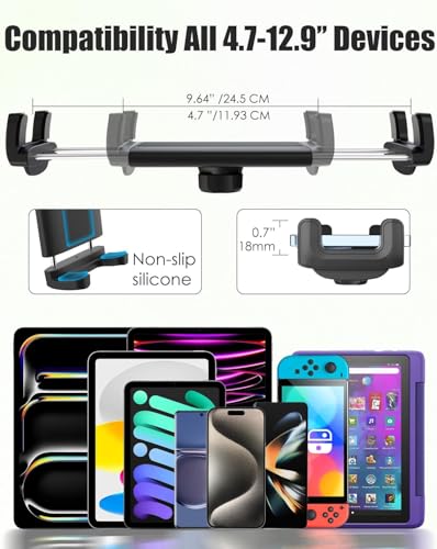 Tablet Holder for Wheelchair Arm [Pro Version] Long Arm Gooseneck Electric Wheelchair Tablet Mount Clamp for iPad Pro12.9 11 Air Mini, Galaxy Tab, iPhone, 4-13" Device
