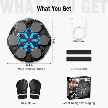 Music Punching Machine, Boxing Trainer with Rhythm Lights - color: Black