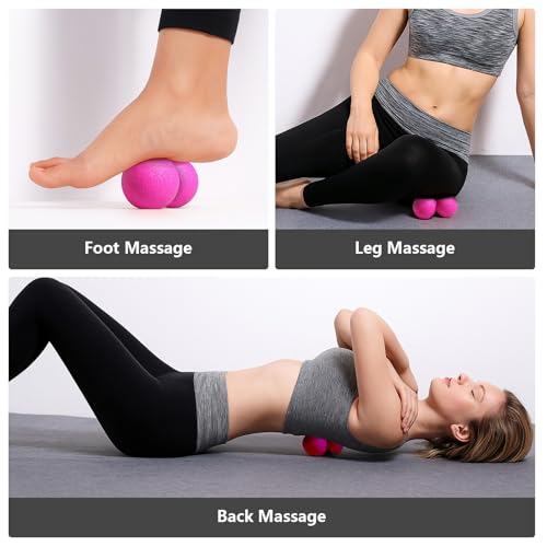 GOGO Peanut Massage Ball for Myofascial Release, Black Double Lacrosse Fascia Balls for Back Feet Trigger Point Therapy, Deep Tissue - color: Black
