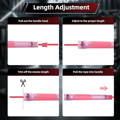 YUEDONG Jump Rope, Clear Handles, Dual Bearings, Kids Adults PE School - color: PINK