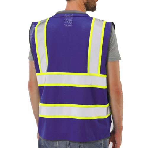 Neopelta Hi Vis Reflective Safety Vest for Men Women Purple Mesh/Yellow S - color: Purple / Yellow Trim, size: Small