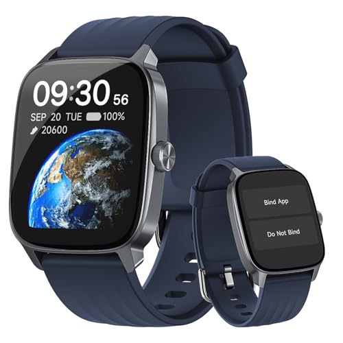 Smart Watch Senior Friendly No App No Phone Required, Waterproof Pedometer - color: Blue