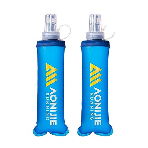AONIJIE TPU Soft Flask Water Bottle Collapsible Running Flask for Hydration Pack, BPA Free, Wide Opening, for Outdoor Sports Hydration - color: C#250ml - 2Pcs
