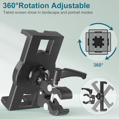 iPad Holder,Tablet Mount Stand Exercise Bike Handlebar Mount for Spin Bike,Treadmill/Elliptical/Peloton/Stroller/Gym Trainer/Boat Helm, Compatible with 4.7~12.9" iPad/Nexus/LG G/e-Reader/iPhone