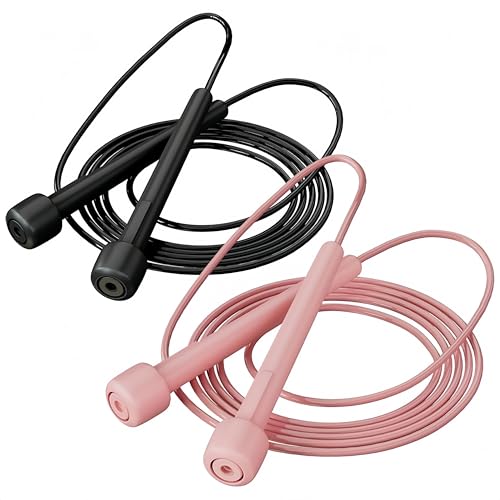 2PCS Jump Rope for Fitness - color: black and pink
