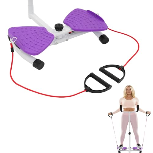 Waist Twisting Machine with Handlebar, Ab Twist Board with Adjustable Height Handle, 330 lbs Capacity Waist Twister for Women Belly Fat, Home Gym Exercise Equipment for Slim Waist(Purple)