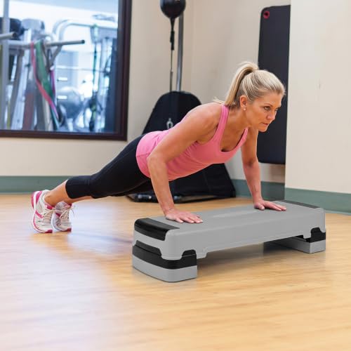 Goplus 35.5" Aerobic Step Platform w/4 Risers, 3-Level Adjustable 6" 8" 10" - color: Grey