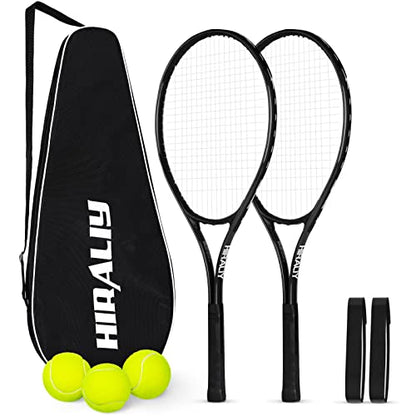 HIRALIY 27-Inch Tennis Racket for Adults with Ball and Carry Bag - color: Black