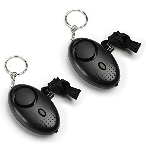 Othmro 2Pcs 120DB Personal Security Alarm Keychains Safe Sound Personal Alarms Emergency Safety Alarm Keychains with LED Lights for Women Men Children Elderly Bags Backpacks Suitcases Black