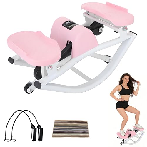 JSDMBD Rock Stepper Step Side-to-Side Lateral Rocking Fitness Stepper with Digital Monitor/Resistance Bands Machine for Home Workout