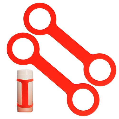 2 Pack Water Bottle Accessories Carrier Grip, Non-Slip Silicone Handle Strap Makes Any Bottle Handheld, Soft Band Holder for Gym During Workouts (Red 2pcs) - color: Red 2pcs