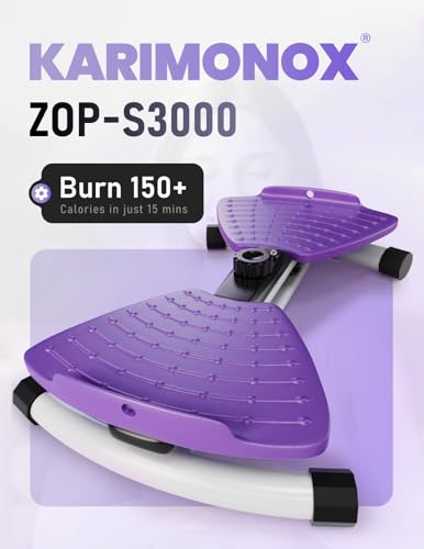Waist Twister Machine Exercise, Ab Twist Board with Smart LED Digital Counter, Supports 300 lbs, Noiseless, Anti-Slip, Compact Portable for Home Gym Workout Equipment (Deep Purple)
