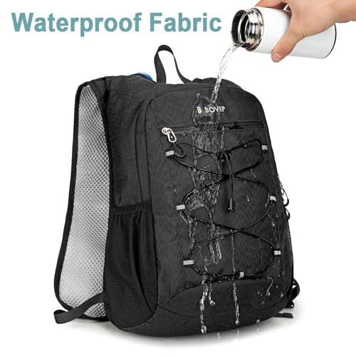 BOVIP Lightweight Hydration Back,15L Multipurpose Hiking Backpack with 1.5L Water Bladder ,Hydro Water Daypack for Cycling Hiking Rave for Men Women - size: Black