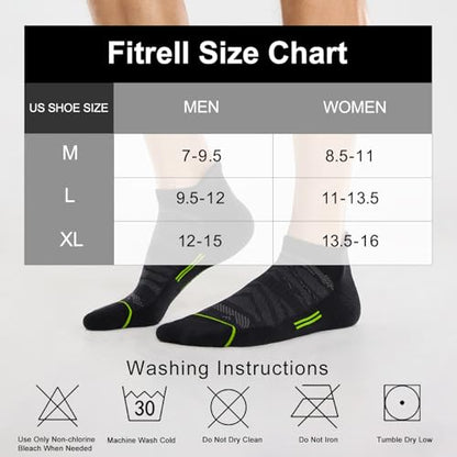 FITRELL Men's 6 Pack Ankle Running Socks Low Cut Cushioned Athletic Sports Socks 7-9/9-12/12-15 - color: Black+gray-green-red, size: 7-9