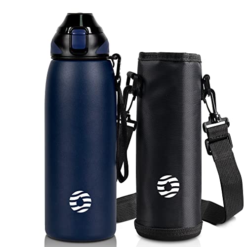Fjbottle Insulated Water Bottle,27 oz Stainless Steel Wide Mouth Sports Water Bottle Double Wall Vacuum Leak Proof BPA Free Drinks Flask Keep Hot Or Cold Thermo Mug For university,Outdoor,Travel,Gym - color: Blue, size: 27 Ounces