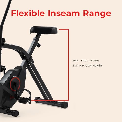 Sunny Health & Fitness Smart Foldable Magnetic X-Bike, Low-Impact Workouts - color: Black
