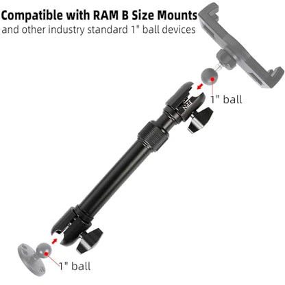 All-Aluminum Extension Double Socket Arm, Adjustable Telescopic Mounting Arm 8.6 to 11.3 Inch, Compatible with RAM B Size Mounts and Other Industry Standard 1" / 25mm Ball Component - size: 8.6 to 11.3"