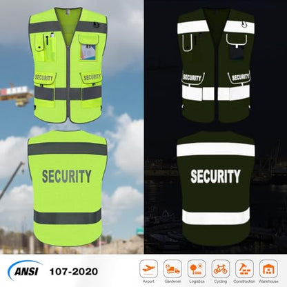 TCCFCCT Mesh Security Vest for Security Guard 9 Pockets High Vis, Yellow S - color: Yellow-bison 08, size: Small