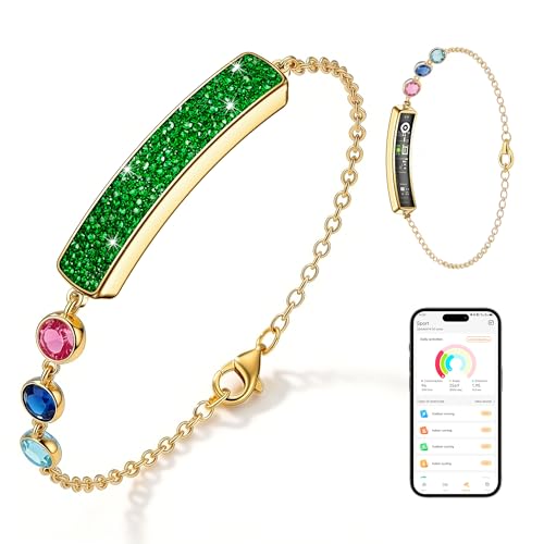 Smart Bracelet for Women – Fitness Tracker with Heart Rate, Sleep & Step Tracking, 1ATM Water Resistant, Multi-Sport Modes, Fitness Tracking Wearable with Free App, 2 Bands (Green&Gold) - color: Royal Green&Gold