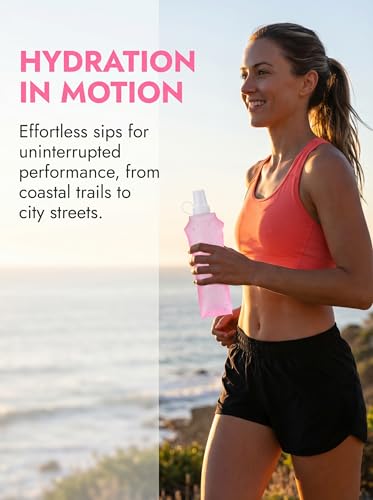 Zelvot Running Vest Collapsible Water Bottle, TPU 500ml Soft Flask (Pink) - color: Pink, size: 16.90 Ounces