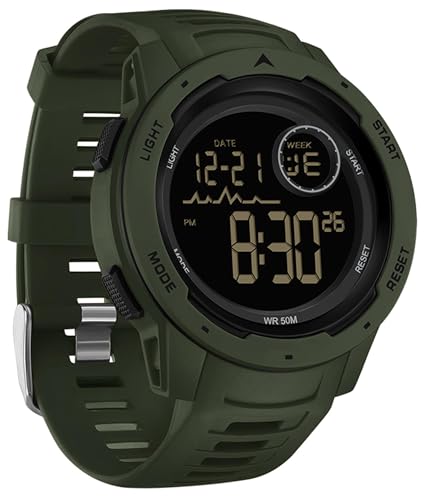 findtime Men's Digital Watch Waterproof Sports Watches Tactical Military Stopwatch Alarm 12/24H Outdoor Mens Wristwatch for Running Swimming Relojes para Hombres - color: green