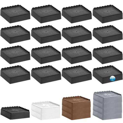 Bed Risers 1 inch, 2 inch, 3 inch, 4 inch Heavy Duty, Adjustable Furniture Riser for Table Desk Couch Sofa Chair Recliner Leg Frame Dorm, Stackable Bed Raisers Blocks (Black 16 Pack, 1 inch) - color: Black 16 Pack, size: 1 Inch
