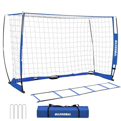 BaseGoal Soccer Goal for Backyard,with Bow Frame and Agility Ladder - size: 6x4 ft