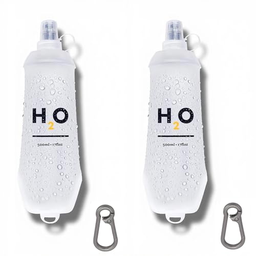 HECHZSO 2 Pack 500ml Soft Flask Running Water Bottles for Running Vests