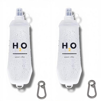 HECHZSO 2 Pack 500ml Soft Flask Running Water Bottles for Running Vests