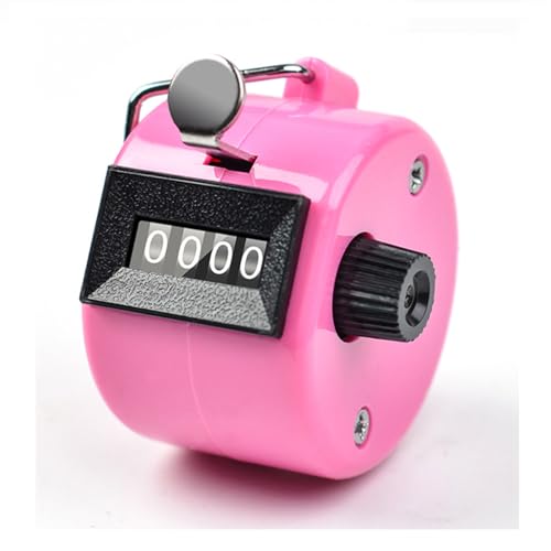Clicker Counter, 4-Digit Clicker Counter, Hand Tally Counters Clicker Pitch Counter for Counting, Knitting, Coaching, Golf, Lap, Fishing - color: Pink