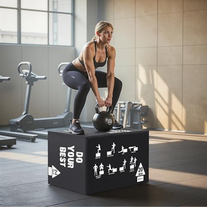 Zoomster 3-in-1 Plyometric Jump Box, Box Jumps for Home Gym - size: 16 X 20 X 24inch