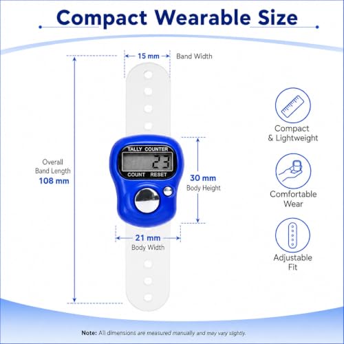 5 Digit LED Digital Row Counter, Handheld Tally Counter with Ring Electronic Click Counter for Golf and Lap Counting - color: White