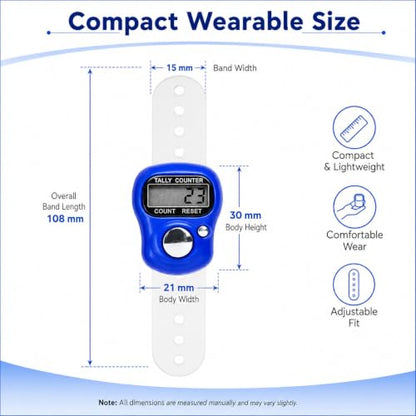 5 Digit LED Digital Row Counter, Handheld Tally Counter with Ring Electronic Click Counter for Golf and Lap Counting - color: White