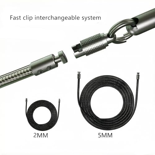 DIY Adjustable Weight Jump Rope (0.4LB /1/2LB/0.7LB /0.8LB) Interchangeable 2mm & 5mm Cable for CrossFit, Double Unders, HIIT Workouts - Fast Clamp System, 10ft Adjustable - color: Silver