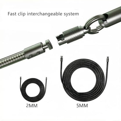 DIY Adjustable Weight Jump Rope (0.4LB /1/2LB/0.7LB /0.8LB) Interchangeable 2mm & 5mm Cable for CrossFit, Double Unders, HIIT Workouts - Fast Clamp System, 10ft Adjustable - color: Silver