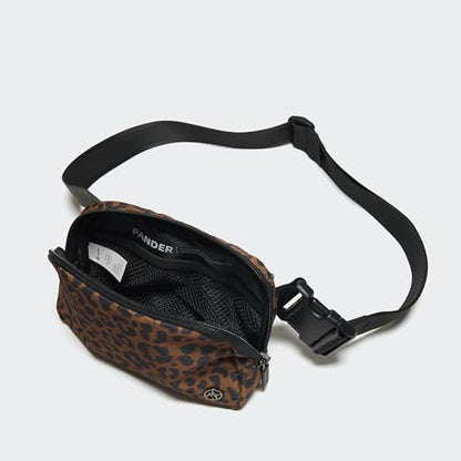 Pander Nylon Fanny Pack for Women, Two-Way Zipper Crossbody Bag - color: Midnight Leopard