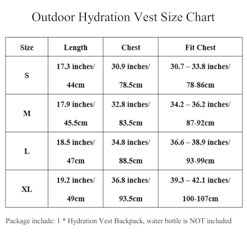 Outdoor Hydration Vest Backpack, Lightweight Runner Pack for Men & Women Running, Trail, Race, Marathon, Hiking - size: Small