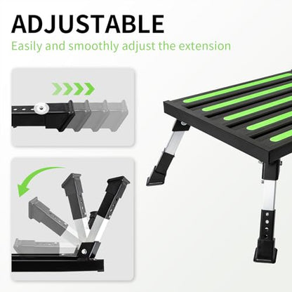19 x 14.5 in RV Step Stool, Adjustable Aluminum Platform - color: Black Large
