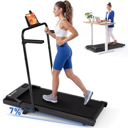 DeerRun Under Desk Walking Pad Treadmill for Home Office & Small Spaces, 6% Manual Incline, 0.6–3.8 MPH Walking Speed, 2.5 HP, 300 lb Capacity, App & Remote Control - color: Onyx Black