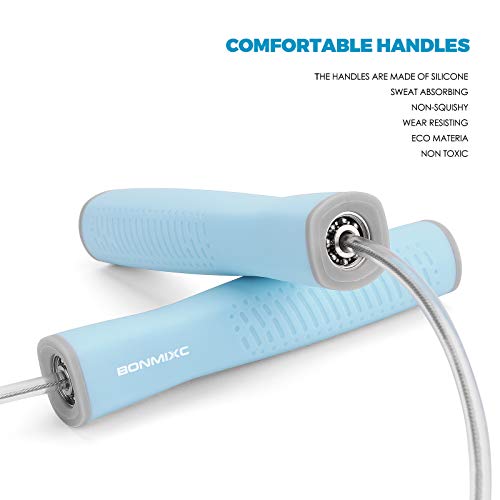Weighted Jump Rope 1-LB for Adult || Speed Skipping Rope with Ball Bearings - color: Speed Blue (1 Pack)