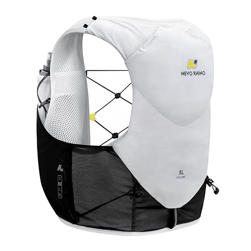 N NEVO RHINO 5L Running Vest, Water Vest Backpack with 2x500ml Soft Flasks - color: White, size: Medium