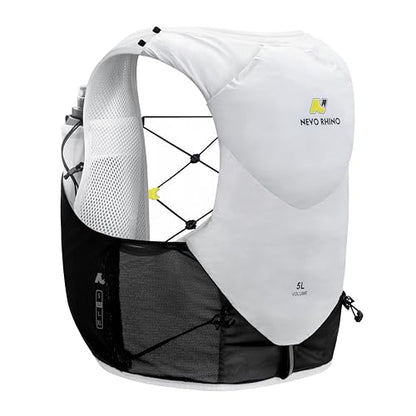 N NEVO RHINO 5L Running Vest, Water Vest Backpack with 2x500ml Soft Flasks - color: White, size: Medium
