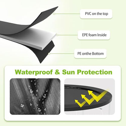 Waterproof Trampoline Spring Cover,Safety Pad Replacement 10-16ft - color: Black, size: 12FT
