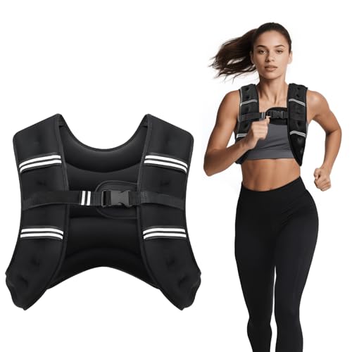 Ragebby Weighted Vest, 6lb/8lb/12lb/16lb/20lb/30lb for Men, Women with Reflective Stripe, Weight Vests Adjustable for Workout, Strength Training, Running, Fitness, Muscle Building, Weight Loss clearance - color: Black, size: 8LB