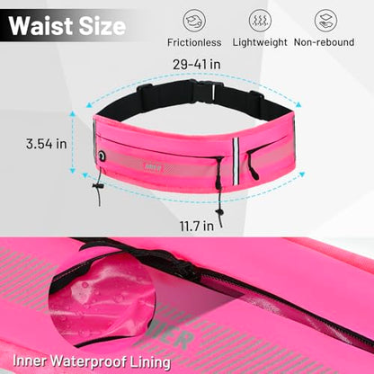 MIER Running Belt for Women & Men, Fanny Pack with Marathon Bib Clip, Pink - color: Pink
