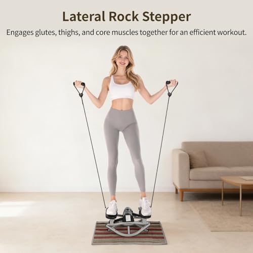 Lateral Rocking Fitness Stepper, Side-to-Side Mini Stepper with LCD Counter, Low-Impact Home Cardio Lateral Steppers Machine for Legs Glutes Core, Compact Portable Under-Desk Workout, No Assembly