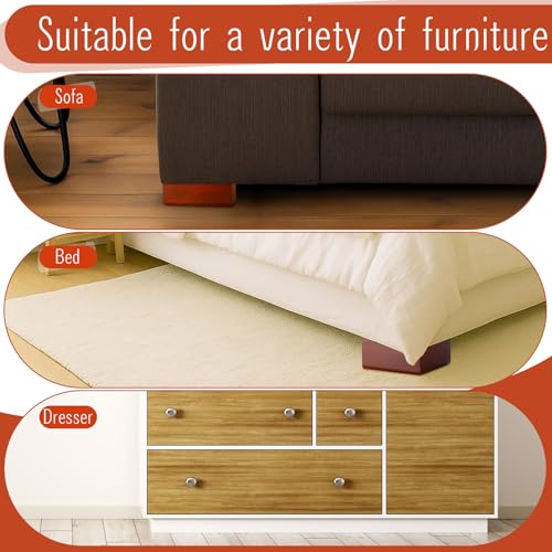 Geelin 8 Pack 3 Inch Wood Furniture Risers L-Shaped Bed Riser, Brown - color: Brown, size: 3 Inch