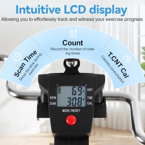 Pedal Exercise Bike, Adjustable Height Under Desk Exerciser for Seniors Leg and Arm Physical Therapy, Smooth Resistance Fitness Equipment with LCD Display for Home Workout