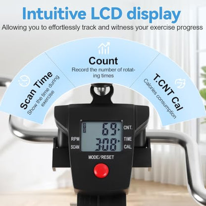 Pedal Exercise Bike, Adjustable Height Under Desk Exerciser for Seniors Leg and Arm Physical Therapy, Smooth Resistance Fitness Equipment with LCD Display for Home Workout