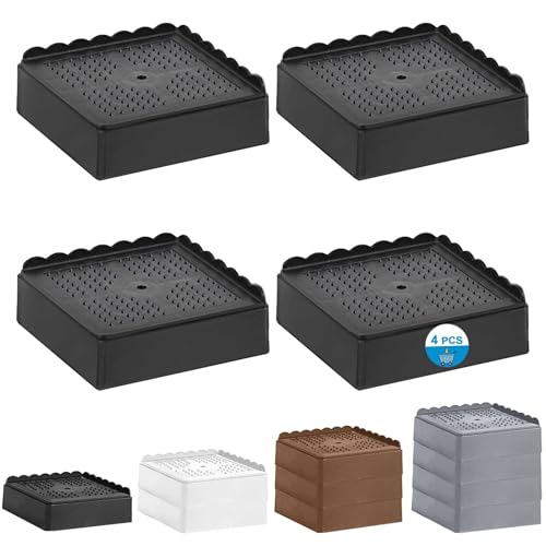 Bed Risers 1 inch, 2 inch, 3 inch, 4 inch Heavy Duty, Adjustable Furniture Riser for Table Desk Couch Sofa Chair Recliner Leg Frame Dorm, Stackable Bed Raisers Blocks (Black 4 Pack, 1 inch) - color: Black 4 Pack, size: 1 Inch